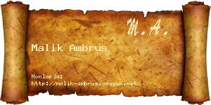 Malik Ambrus névjegykártya